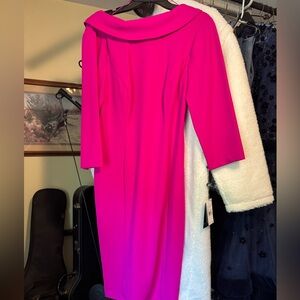 Adrianna Papell Pink Sheath Dress with Cowl Neck